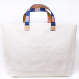 Embroidered Leather Handle Tote Bag
