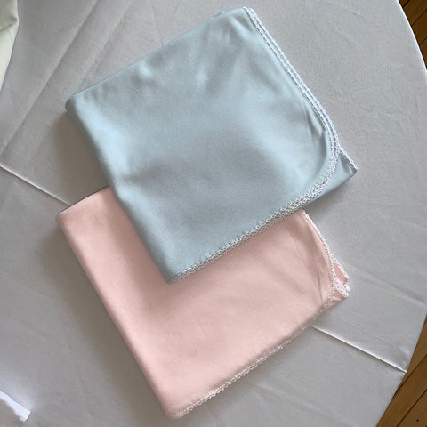 Cotton Receiving Blanket with White Trim
