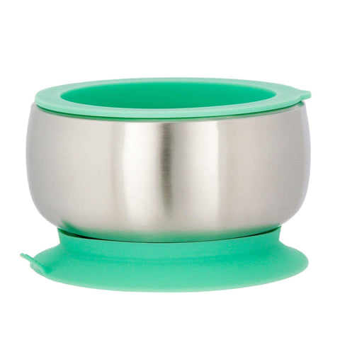 Stainless Steel Suction Baby Bowl and Lid - Green