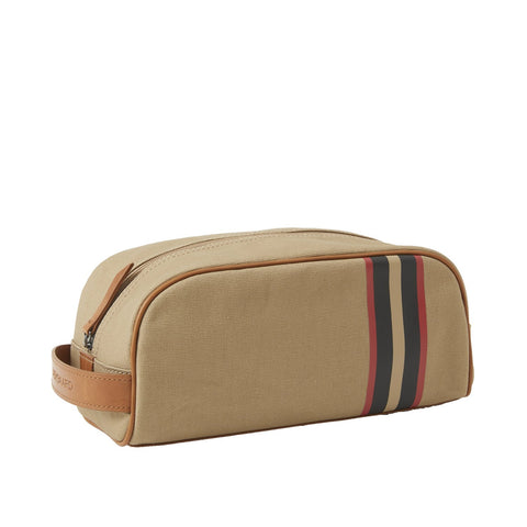 Canvas Dopp Kit with Red and Black Stripe in Desert