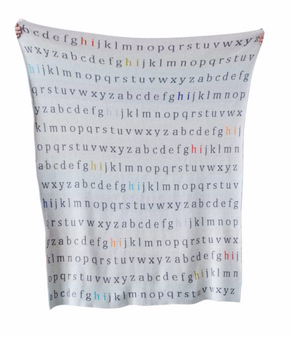 Colorful Alphabet "HI" Cotton Knit Blanket