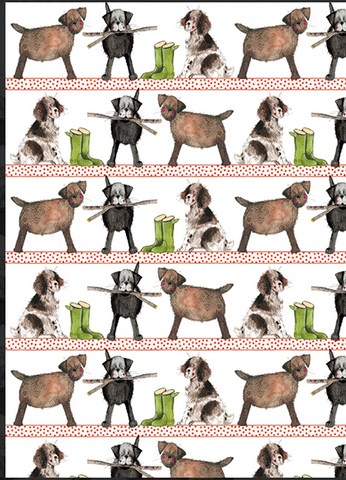 Country Dog Gift Wrap with Tags