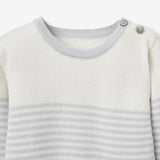 Blue Mini Stripe Cotton Knit Baby Jumpsuit