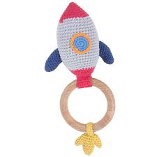 Crochet Rocket Wooden Ring Rattle